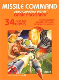 Box cover for Missile Command on the Atari 2600.
