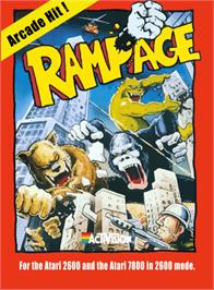 Box cover for Rampage on the Atari 2600.