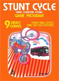 Box cover for Stunt Cycle on the Atari 2600.