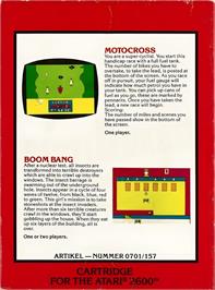 Box back cover for 2 Pak Special - Motocross - Boom Bang on the Atari 2600.