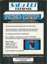 Box back cover for Acid Drop on the Atari 2600.