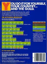 Box back cover for Activision Decathlon, The on the Atari 2600.