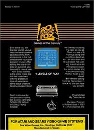 Box back cover for Alien on the Atari 2600.