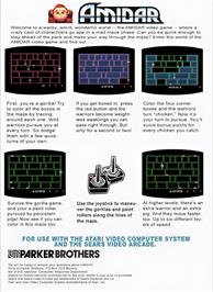 Box back cover for Amidar on the Atari 2600.