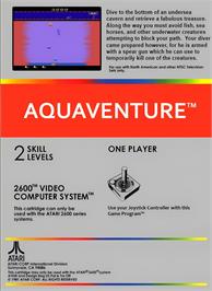 Box back cover for Aquaventure on the Atari 2600.