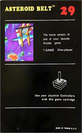 Box back cover for Asteroid Fire on the Atari 2600.