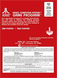 Box back cover for Asteroids on the Atari 2600.
