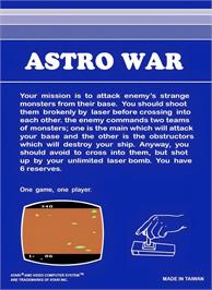 Box back cover for Astrowar on the Atari 2600.