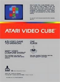 Box back cover for Atari Video Cube on the Atari 2600.