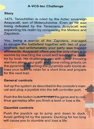 Box back cover for Avcs Tec Challenge on the Atari 2600.