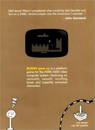Box back cover for Blinky Goes Up on the Atari 2600.