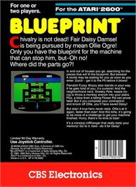 Box back cover for Blueprint on the Atari 2600.