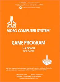 Box back cover for Boggle on the Atari 2600.