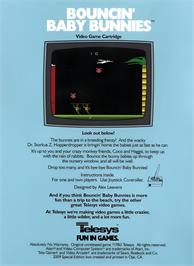 Box back cover for Bouncin' Baby Bunnies on the Atari 2600.
