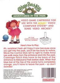Box back cover for Cabbage Patch Kids - Adventures In The Park on the Atari 2600.