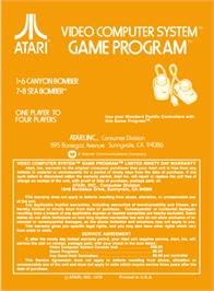 Box back cover for Canyon Bomber on the Atari 2600.