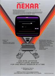 Box back cover for Challenge Of Nexar, The on the Atari 2600.