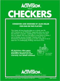 Box back cover for Checkers on the Atari 2600.