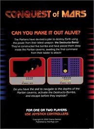 Box back cover for Conquest Of Mars on the Atari 2600.