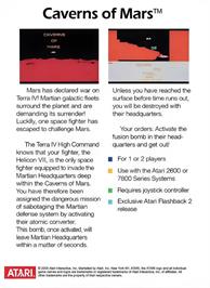 Box back cover for Conquest of Mars on the Atari 2600.