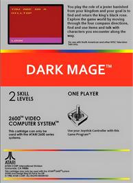 Box back cover for Dark Mage on the Atari 2600.