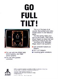 Box back cover for David's Midnight Magic on the Atari 2600.