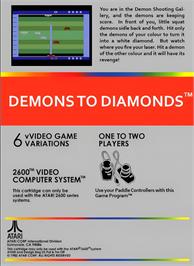 Box back cover for Demons To Diamonds on the Atari 2600.