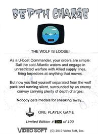 Box back cover for Depth Charge on the Atari 2600.