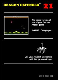 Box back cover for Dragon Defender on the Atari 2600.