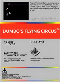 Box back cover for Dumbo's Flying Circus on the Atari 2600.