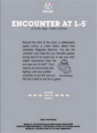 Box back cover for Encounter At L-5 on the Atari 2600.
