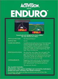 Box back cover for Enduro on the Atari 2600.