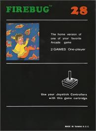 Box back cover for Firebug on the Atari 2600.
