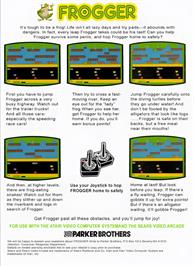 Box back cover for Frogger (Parker Brothers) on the Atari 2600.