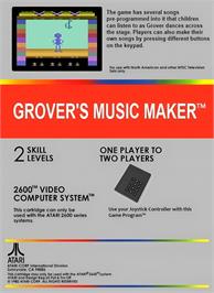 Box back cover for Grover's Music Maker on the Atari 2600.