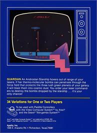 Box back cover for Guardian on the Atari 2600.