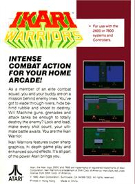 Box back cover for Ikari Warriors on the Atari 2600.