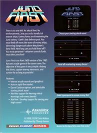 Box back cover for Juno First on the Atari 2600.