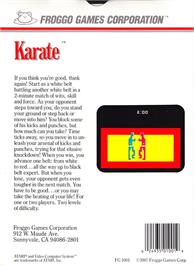 Box back cover for Karate on the Atari 2600.