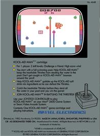 Box back cover for Kool-Aid Man on the Atari 2600.