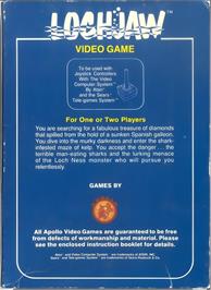 Box back cover for Lochjaw on the Atari 2600.