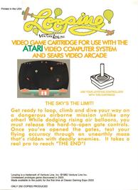 Box back cover for Looping on the Atari 2600.