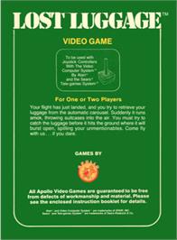 Box back cover for Lost Luggage on the Atari 2600.