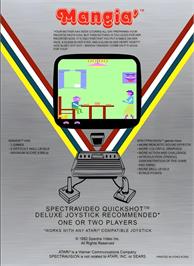 Box back cover for Mangia' on the Atari 2600.
