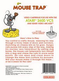 Box back cover for Mouse Trap on the Atari 2600.