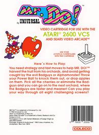Box back cover for Mr. Do! on the Atari 2600.