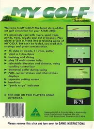 Box back cover for My Golf on the Atari 2600.