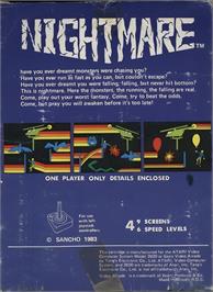 Box back cover for Nightmare on the Atari 2600.