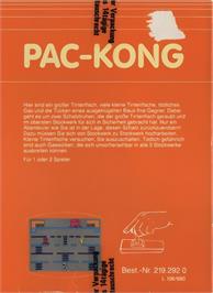 Box back cover for Pac-kong on the Atari 2600.