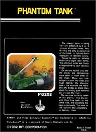 Box back cover for Phantom Tank on the Atari 2600.